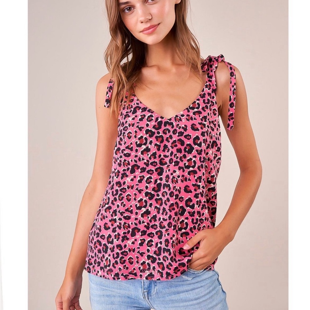 Sugarlips Leopard Pink Tie Sleeve NWT